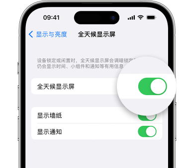 洛阳苹果15预约维修分享iPhone15如何设置全天候显示屏幕可见 